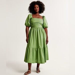 NWT The A&F Emerson Poplin Puff Sleeve Midi Dress